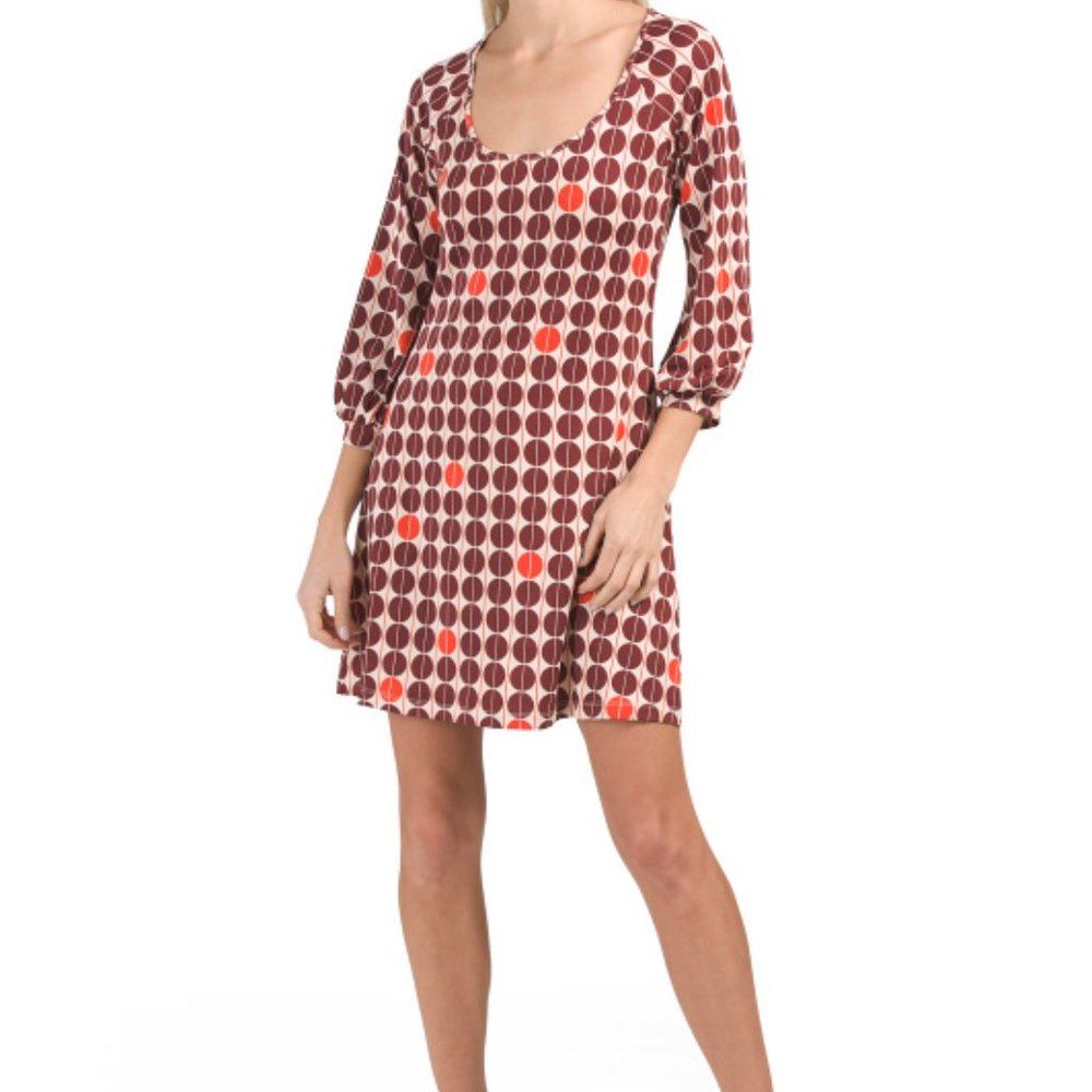 Max Sport Round Neck 3/4 Sleeve Medium Wallpaper Dot Print Color Raisen $240